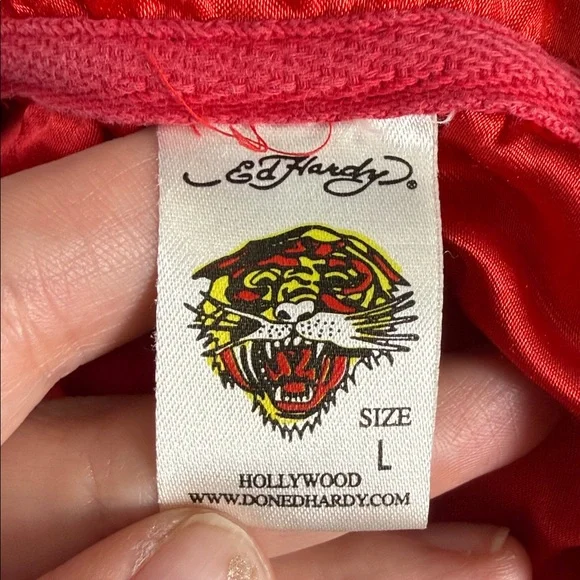 Rare Vintage Ed Hardy Skull Zip Hoodie Y2K Tattoo Streetwear Size L #125-030240 - Picture 3 of 16